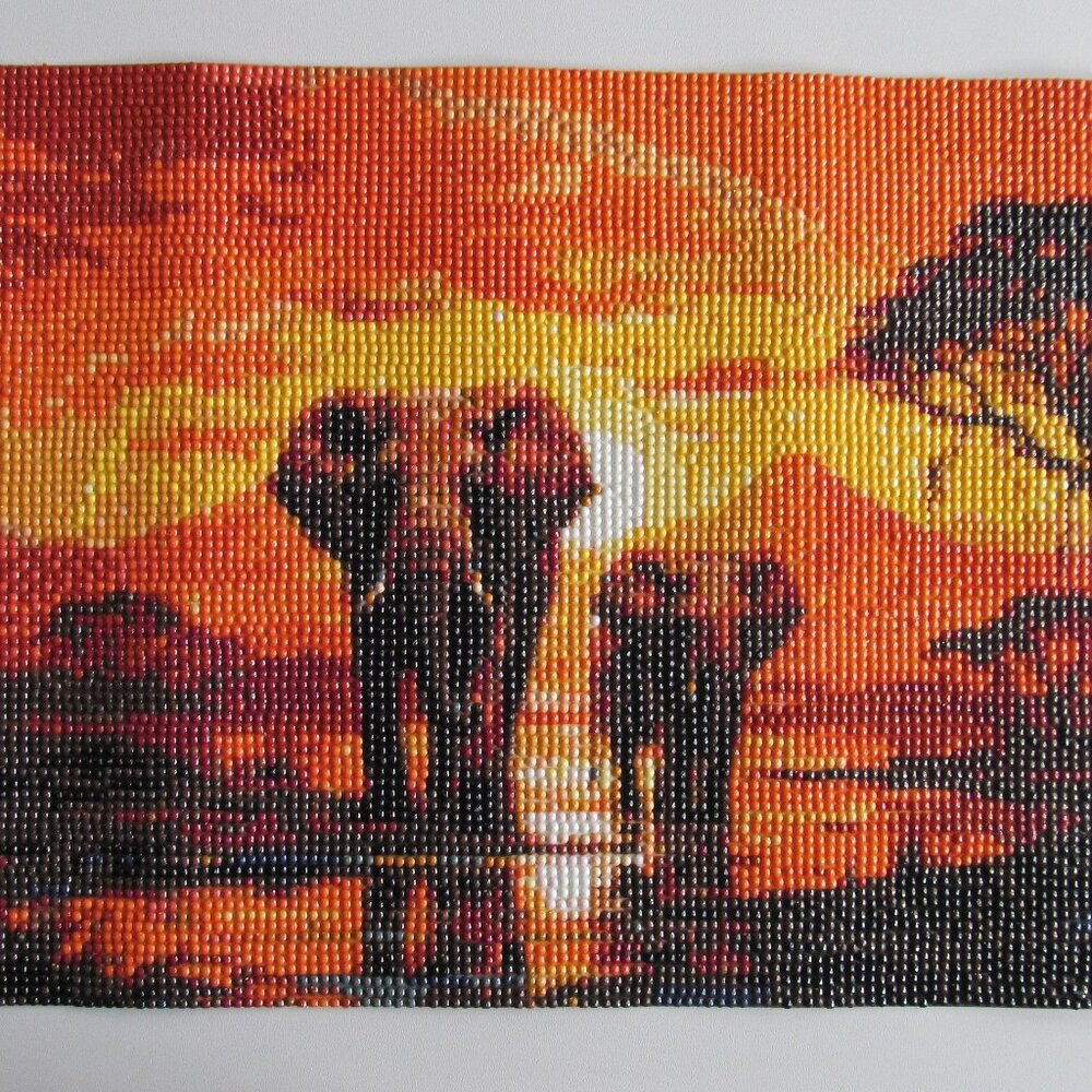 Elephants at Sunset Finished Diamond Art Item #7312025